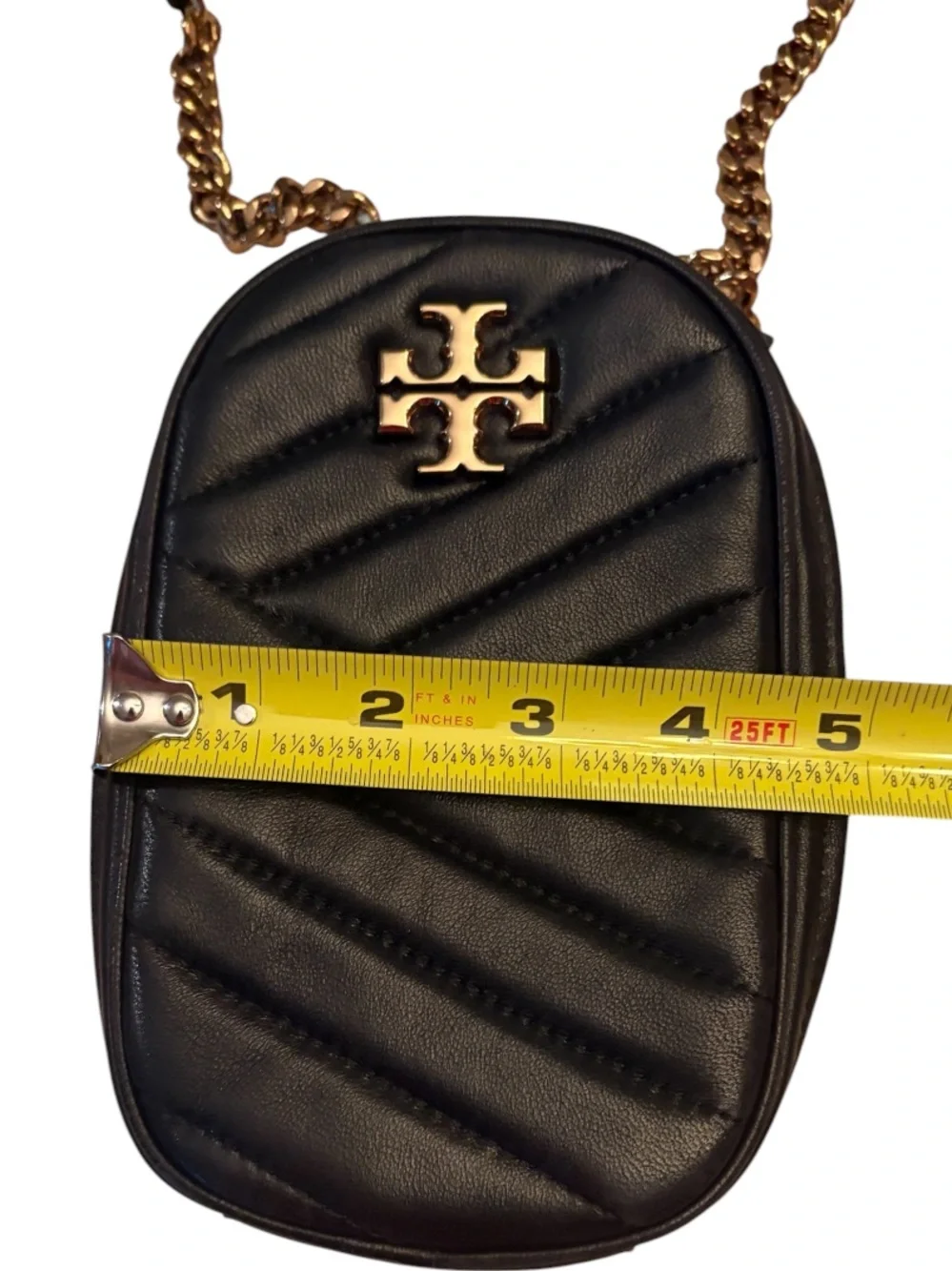 Tory Burch Quilted Black Leather Kira Chevron Crossbody Bag